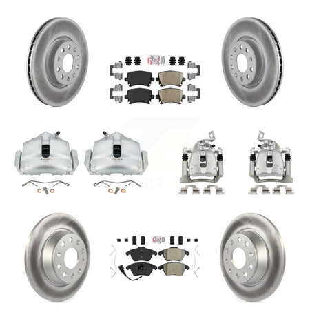 Front Rear Brake Caliper Coat Rotor Ameribrakes Pad Kit (10Pc) For 12 Volkswagen CC 2.0L KCG-102016N