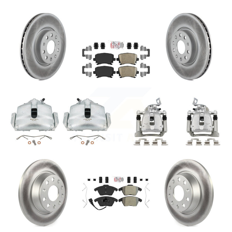 Front Rear Brake Caliper Coat Rotor Ameribrakes Pad Kit (10Pc) For 12 Volkswagen CC 2.0L KCG-102016N