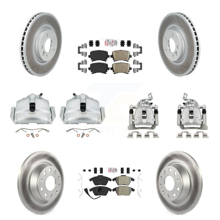 Front Rear Brake Caliper Coat Rotor Ameribrakes Pad Kit (10Pc) For 12 Volkswagen CC 2.0L KCG-102017N