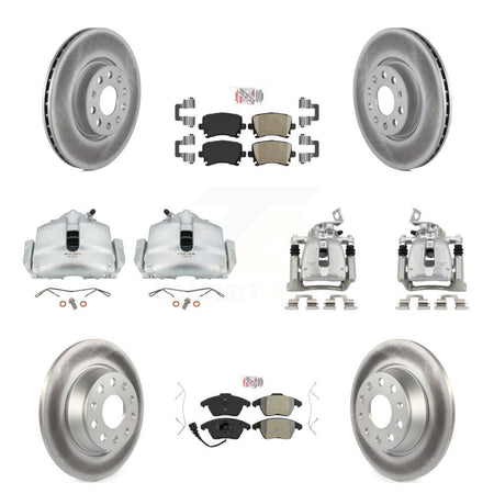 Front Rear Brake Caliper Coat Rotor Ameribrakes Pad Kit (10Pc) For 12 Volkswagen CC 2.0L KCG-102018N