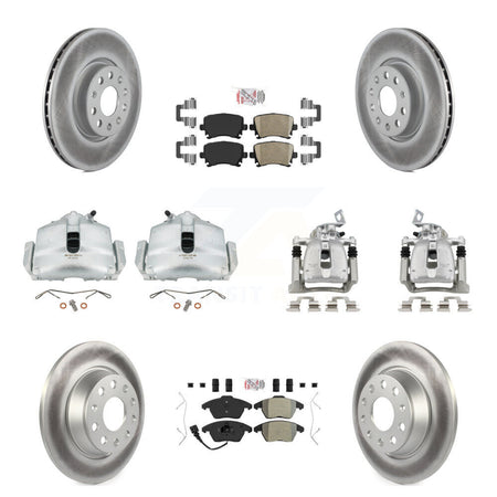 Front Rear Brake Caliper Coat Rotor Ameribrakes Pad Kit (10Pc) For 12 Volkswagen CC 2.0L KCG-102020N