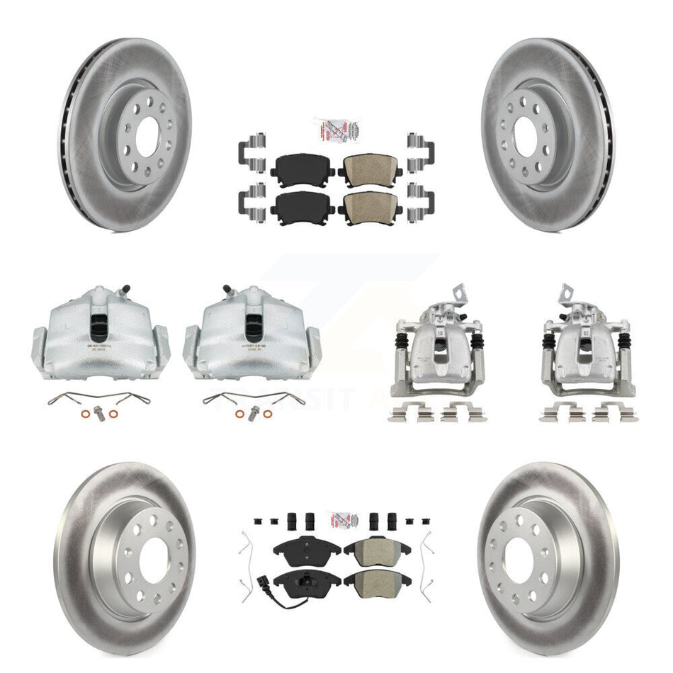 Front Rear Brake Caliper Coat Rotor Ameribrakes Pad Kit (10Pc) For 12 Volkswagen CC 2.0L KCG-102020N