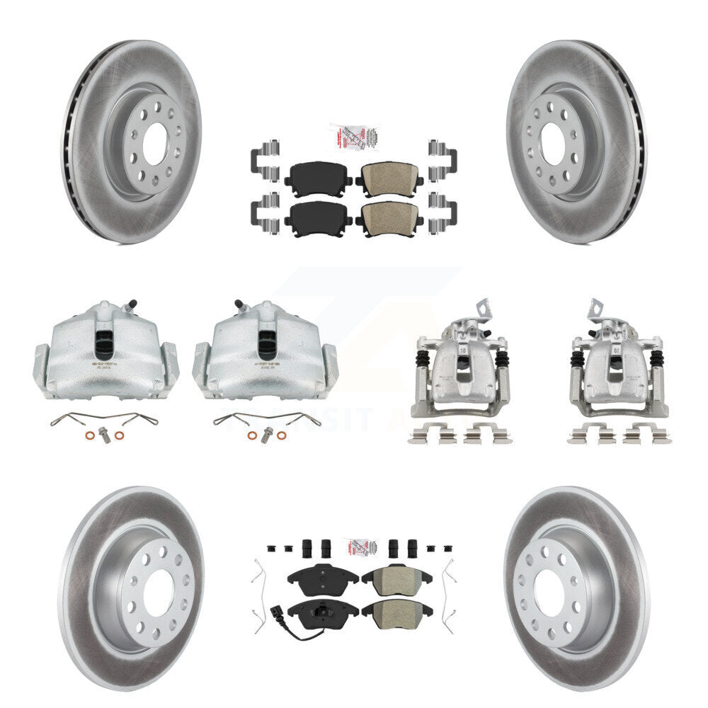 Front Rear Brake Caliper Coat Rotor And Ameribrakes Pad Kit (10Pc) For Volkswagen Passat KCG-102025N