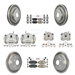 Front Rear Disc Brake Caliper Coated Rotors And Ceramic Pads Kit (10Pc) For Toyota RAV4 Without 3rd Row Seating KCG-102030N