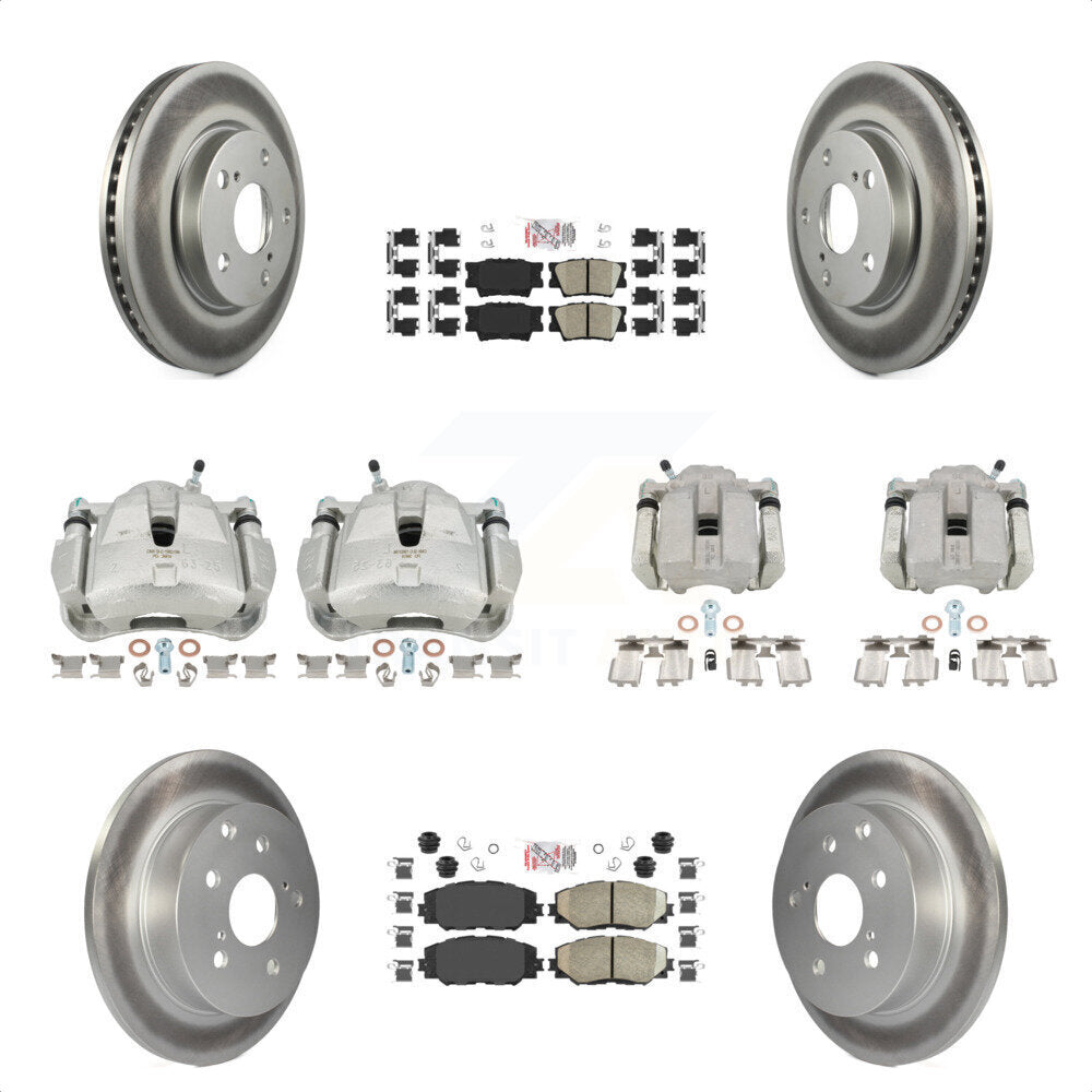 Front Rear Disc Brake Caliper Coated Rotors And Ceramic Pads Kit (10Pc) For Toyota RAV4 Without 3rd Row Seating KCG-102032N by Transit Auto