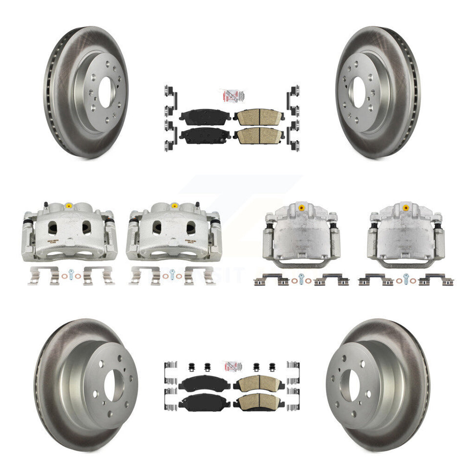 Front Rear Brake Caliper Coat Rotor Ceramic Pad Kit (10Pc) For Chevrolet GMC Sierra 1500 KCG-102037N