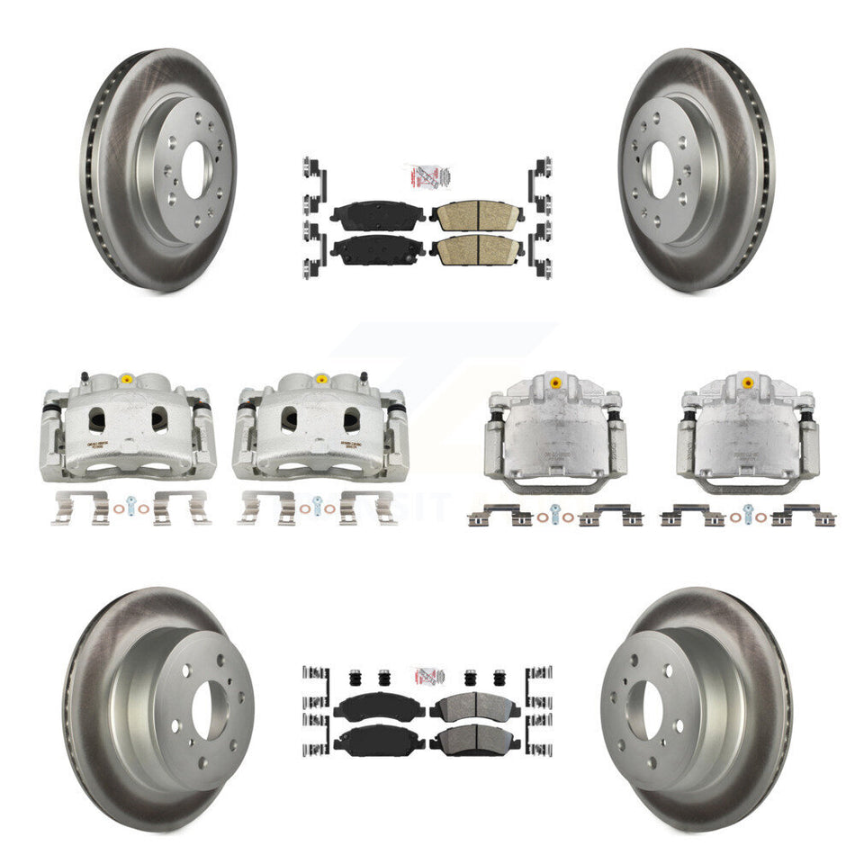 Front Rear Brake Caliper Coat Rotors Ameribrakes Pad Kit (10Pc) For Chevrolet GMC Sierra KCG-102039N