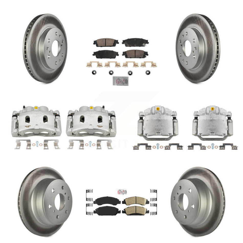 Front Rear Brake Caliper Coat Rotor Ceramic Pad Kit (10Pc) For GMC Sierra 1500 Chevrolet KCG-102041N