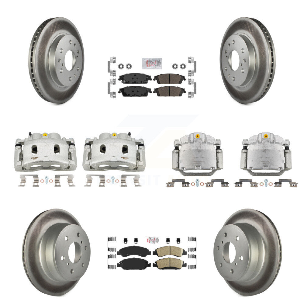 Front Rear Brake Caliper Coat Rotor Ameribrakes Pad Kit (10Pc) For GMC Sierra 1500 Tahoe KCG-102043N