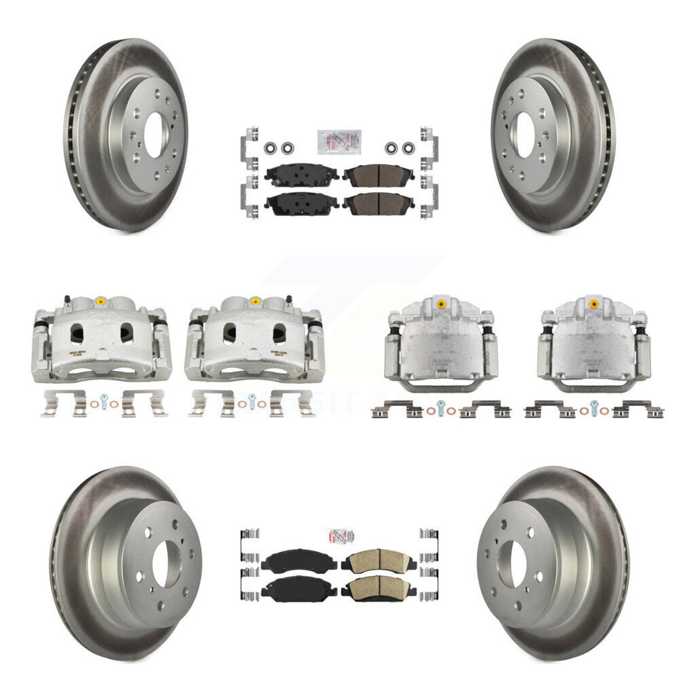 Front Rear Brake Caliper Coat Rotor Ameribrakes Pad Kit (10Pc) For GMC Sierra 1500 Tahoe KCG-102044N