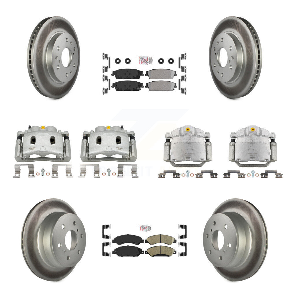 Front Rear Brake Caliper Coat Rotor & Ameribrakes Pad Kit (10Pc) For Chevrolet Avalanche KCG-102050N
