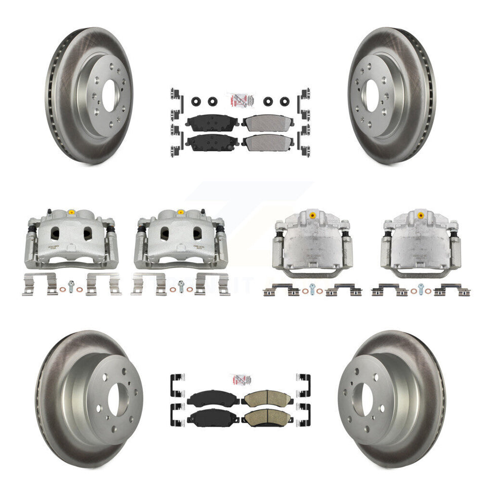 Front Rear Brake Caliper Coat Rotor & Ameribrakes Pad Kit (10Pc) For Chevrolet Avalanche KCG-102050N