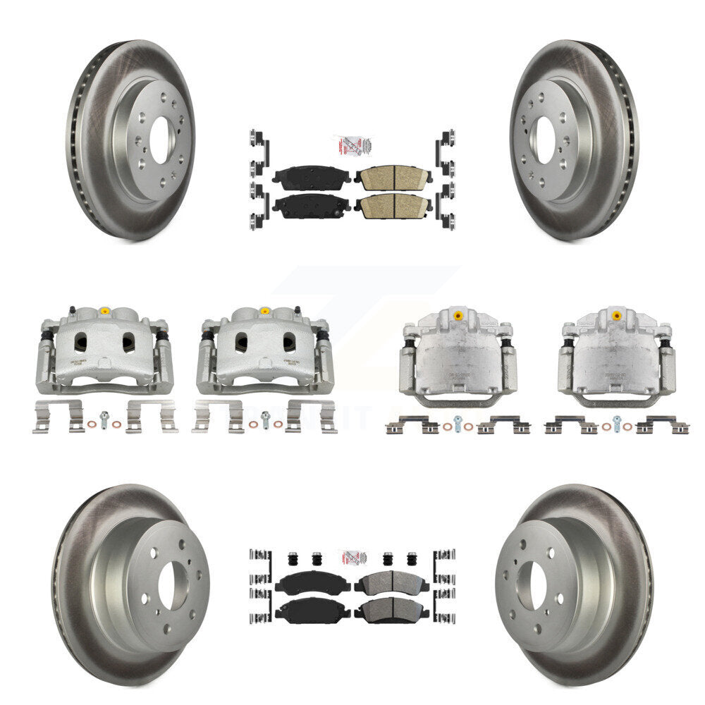 Front Rear Brake Caliper Coat Rotor & Ameribrakes Pad Kit (10Pc) For Chevrolet Silverado KCG-102058N