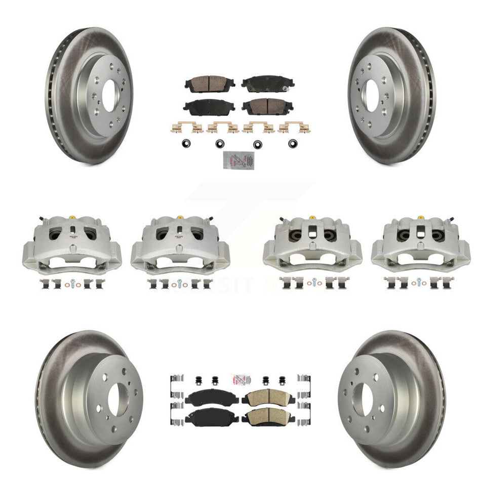 Front Rear Brake Caliper Coat Rotors Ceramic Pad Kit (10Pc) For 16 Chevrolet Suburban HD KCG-102059N