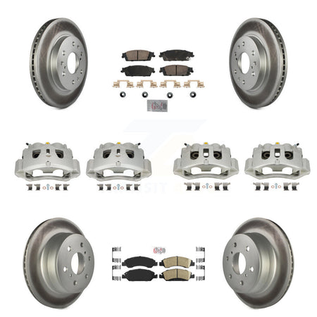 Front Rear Brake Caliper Coat Rotors Ceramic Pad Kit (10Pc) For 16 Chevrolet Suburban HD KCG-102060N