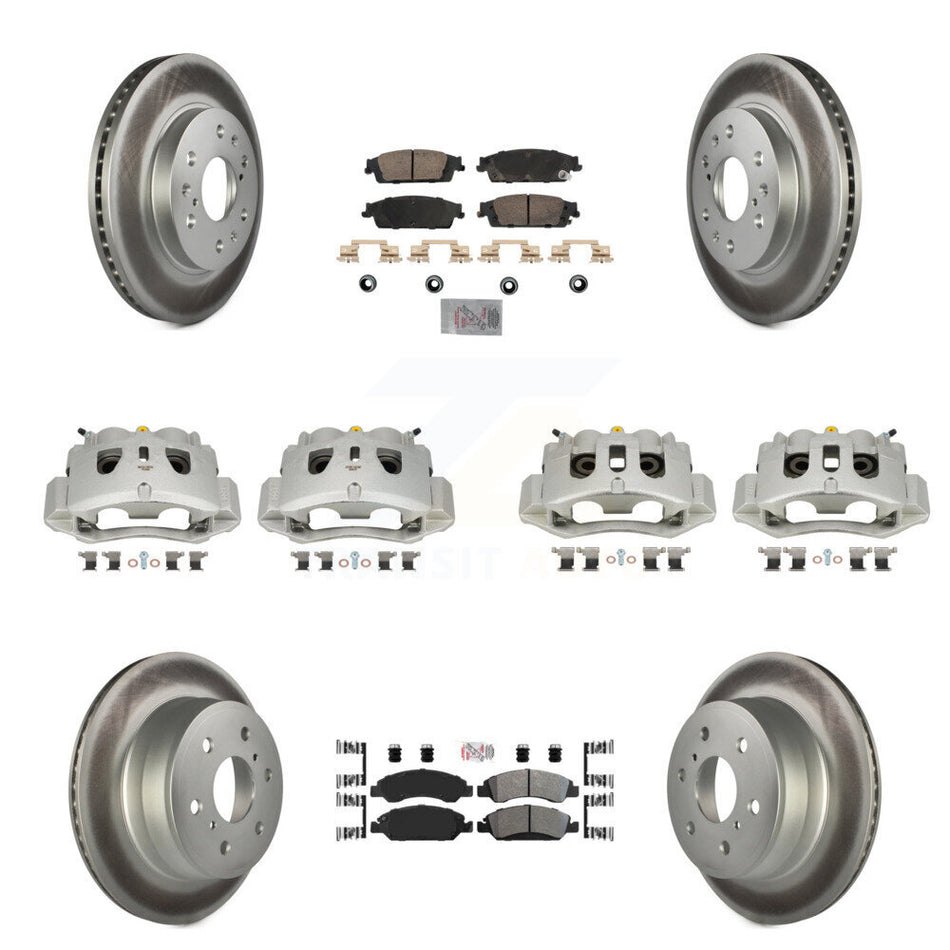 Front Rear Brake Caliper Coat Rotor Ameribrakes Pad Kit (10Pc) For Chevrolet Suburban HD KCG-102061N