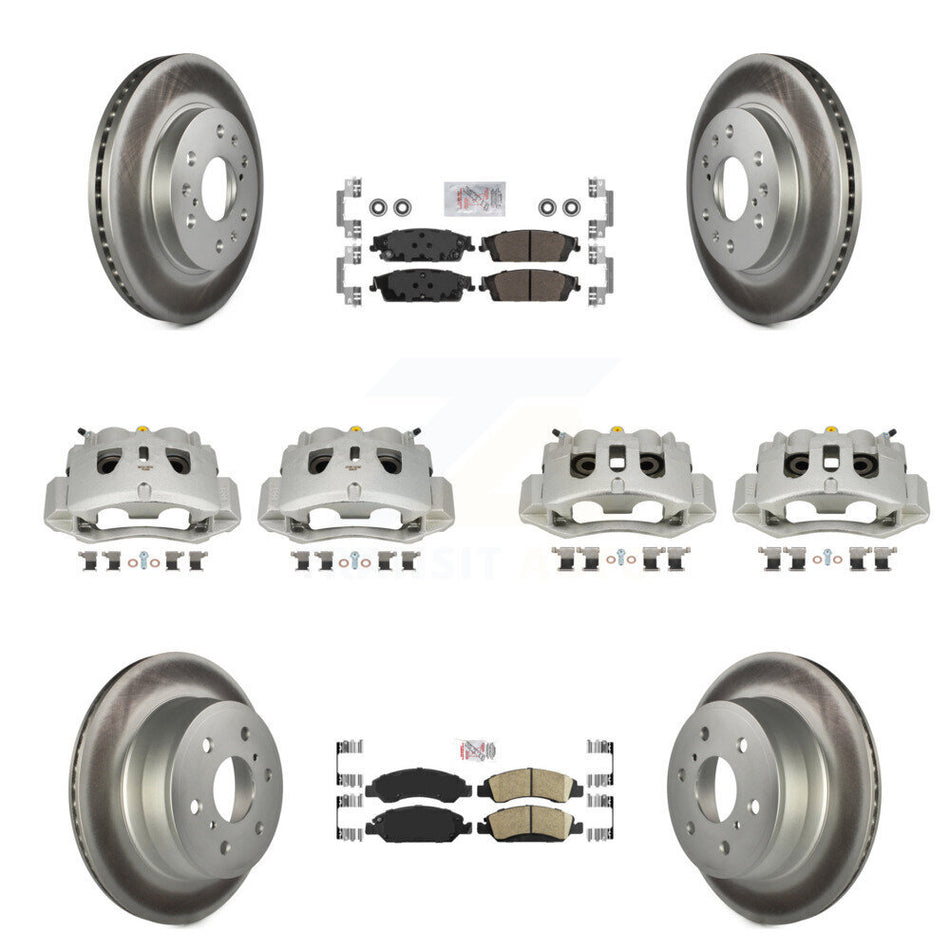 Front Rear Brake Caliper Coat Rotor Ameribrakes Pad Kit (10Pc) For Chevrolet Suburban HD KCG-102063N