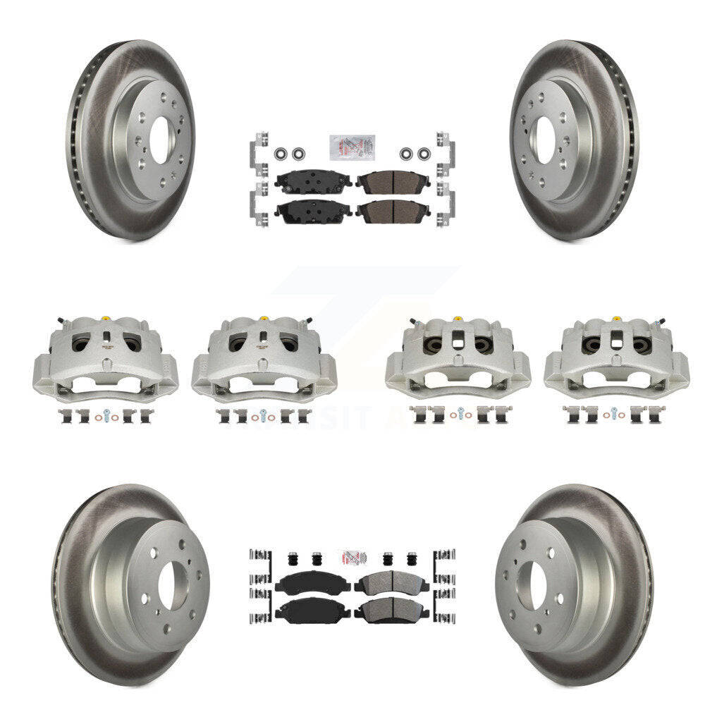 Front Rear Brake Caliper Coat Rotors Semi-Metallic Pad Kit (10Pc) For Chevrolet Suburban KCG-102064N
