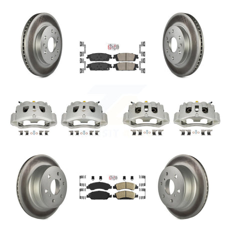 Front Rear Brake Caliper Coat Rotors Ceramic Pad Kit (10Pc) For 16 Chevrolet Suburban HD KCG-102065N