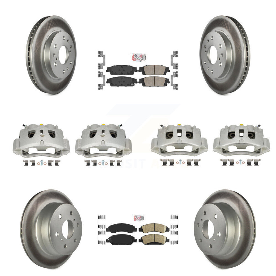 Front Rear Brake Caliper Coat Rotors Ceramic Pad Kit (10Pc) For 16 Chevrolet Suburban HD KCG-102066N