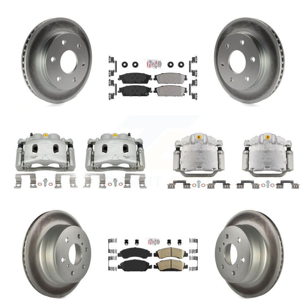 Front Rear Disc Brake Caliper Coat Rotors Ameribrakes Pad Kit (10Pc) For GMC Sierra 1500 KCG-102090N