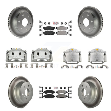 Front Rear Brake Caliper Coat Rotor And Semi-Metallic Pad Kit (10Pc) For GMC Sierra 1500 KCG-102092N