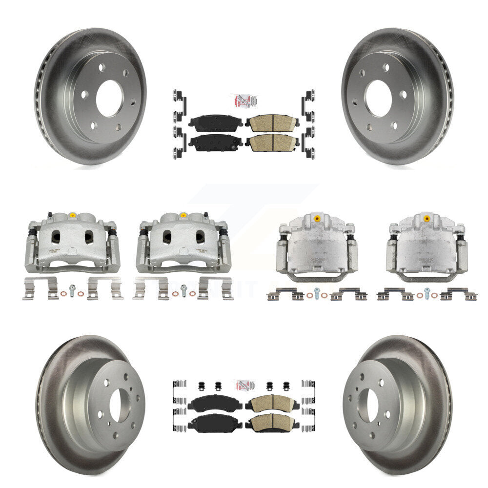 Front Rear Disc Brake Caliper Coat Rotors And Ceramic Pad Kit (10Pc) For GMC Sierra 1500 KCG-102093N