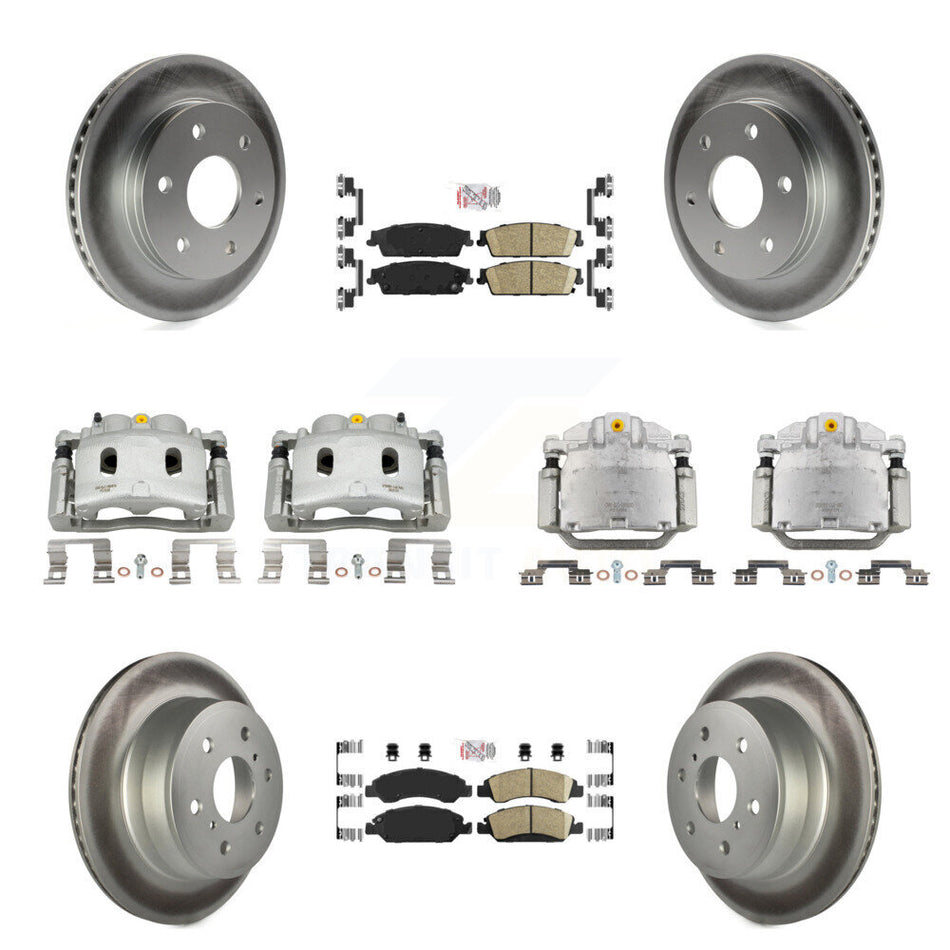 Front Rear Disc Brake Caliper Coat Rotors And Ceramic Pad Kit (10Pc) For GMC Sierra 1500 KCG-102093N