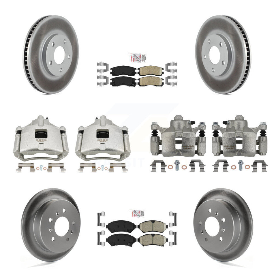 Front Rear Brake Caliper Coat Rotors & Ceramic Pad Kit (10Pc) For Chevrolet Impala Monte KCG-102102N