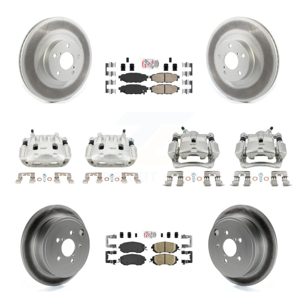 Front Rear Brake Caliper Coat Rotor & Ceramic Pad Kit (10Pc) For Subaru Impreza Forester KCG-102103N