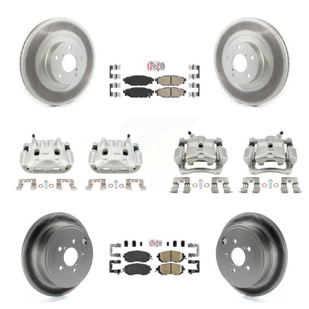 Front Rear Brake Caliper Coat Rotor & Ceramic Pad Kit (10Pc) For Subaru Impreza Forester KCG-102105N