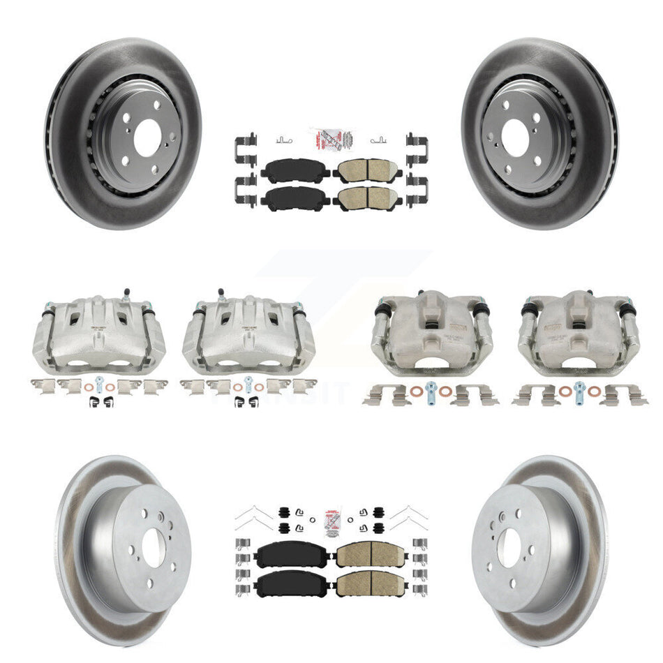 Front Rear Disc Brake Caliper Coat Rotors & Ceramic Pad Kit (10Pc) For Toyota Highlander KCG-102113N