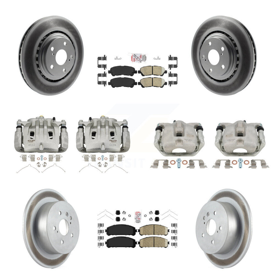 Front Rear Disc Brake Caliper Coat Rotors & Ceramic Pad Kit (10Pc) For Toyota Highlander KCG-102114N