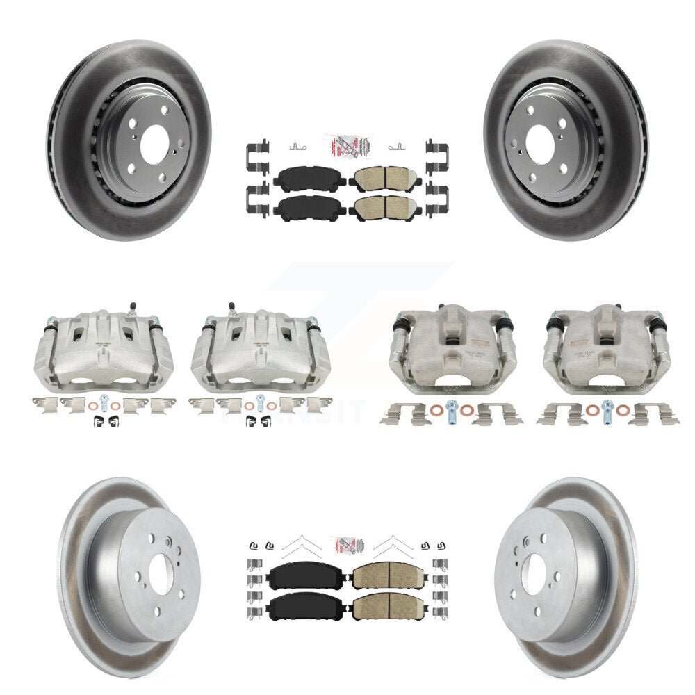 Front Rear Disc Brake Caliper Coat Rotors & Ceramic Pad Kit (10Pc) For Toyota Highlander KCG-102115N