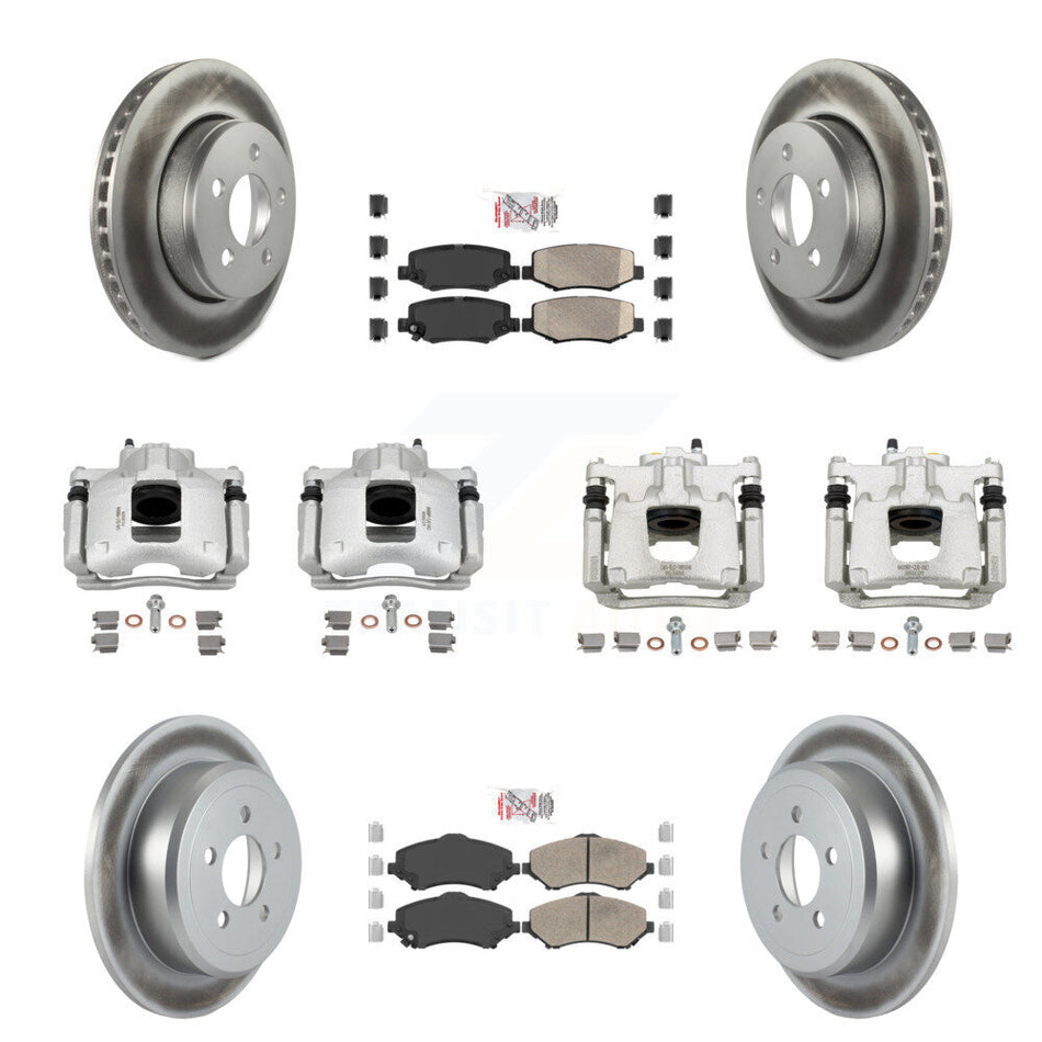 Front Rear Disc Brake Caliper Coated Rotors And Ceramic Pads Kit (10Pc) For Dodge Nitro KCG-102118N