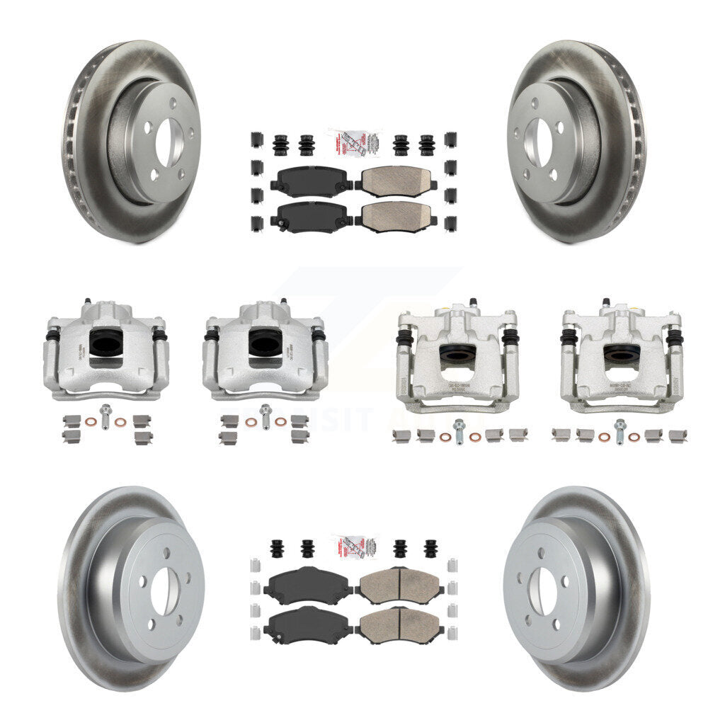 Front Rear Disc Brake Caliper Coated Rotors And Ceramic Pads Kit (10Pc) For Dodge Nitro KCG-102119N
