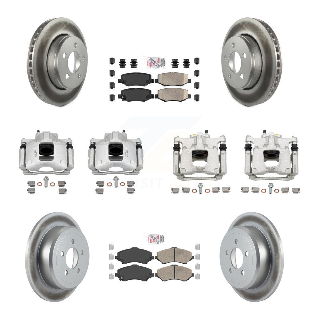 Front Rear Disc Brake Caliper Coated Rotors And Ceramic Pads Kit (10Pc) For Dodge Nitro KCG-102120N