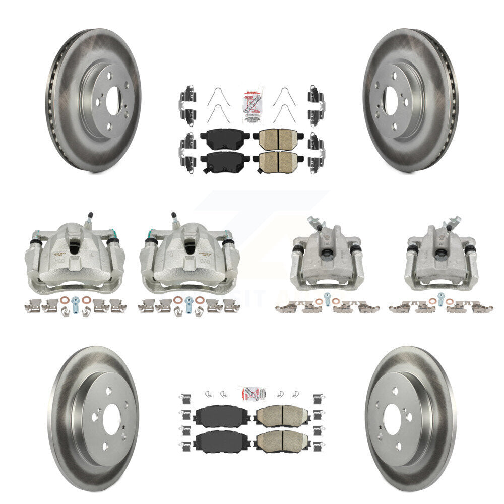 Front Rear Brake Caliper Coat Rotor And Ceramic Pad Kit (10Pc) For Toyota Corolla Matrix KCG-102122N