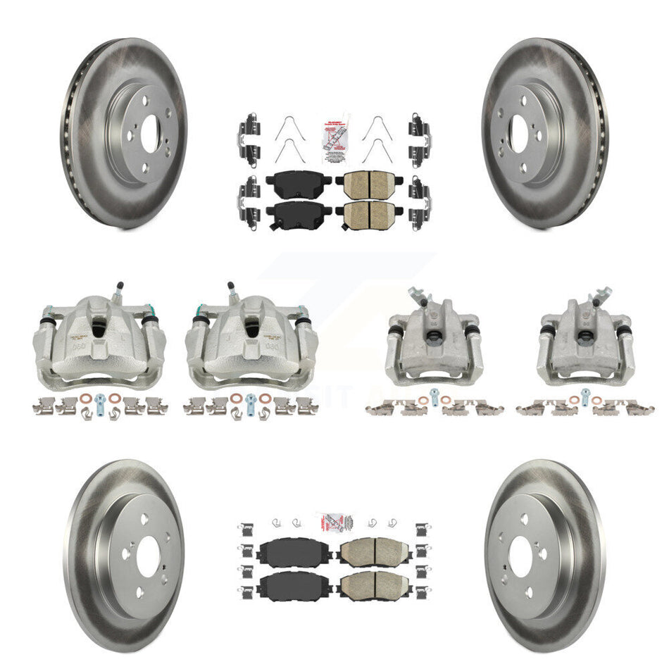 Front Rear Brake Caliper Coat Rotor And Ceramic Pad Kit (10Pc) For Toyota Corolla Matrix KCG-102122N