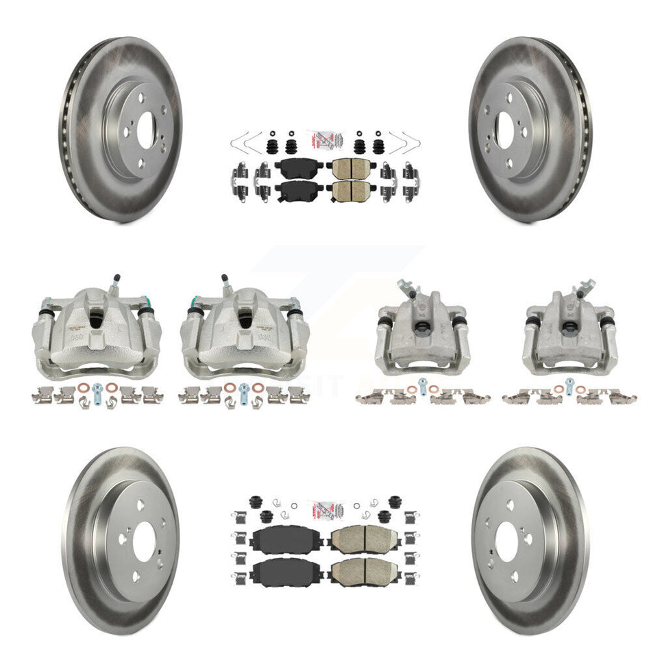 Front Rear Brake Caliper Coat Rotor And Ceramic Pad Kit (10Pc) For Toyota Corolla Matrix KCG-102123N