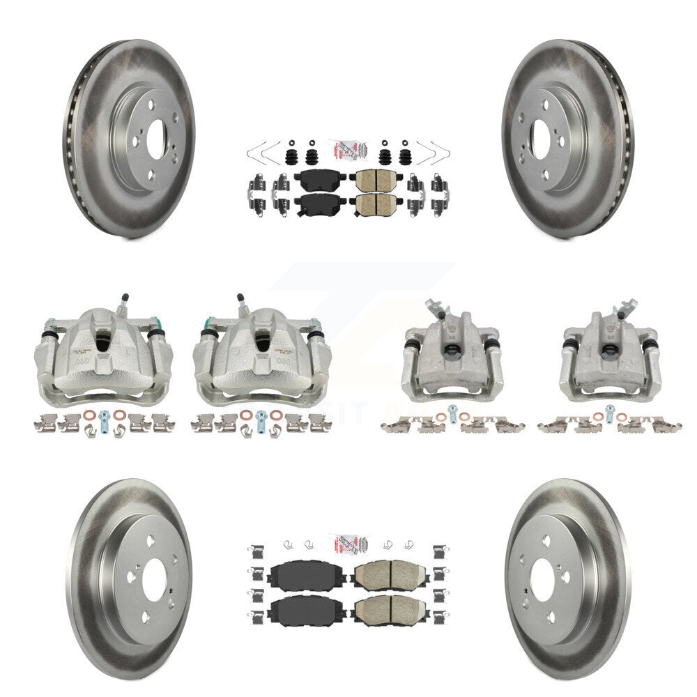Front Rear Brake Caliper Coat Rotor And Ceramic Pad Kit (10Pc) For Toyota Corolla Matrix KCG-102124N