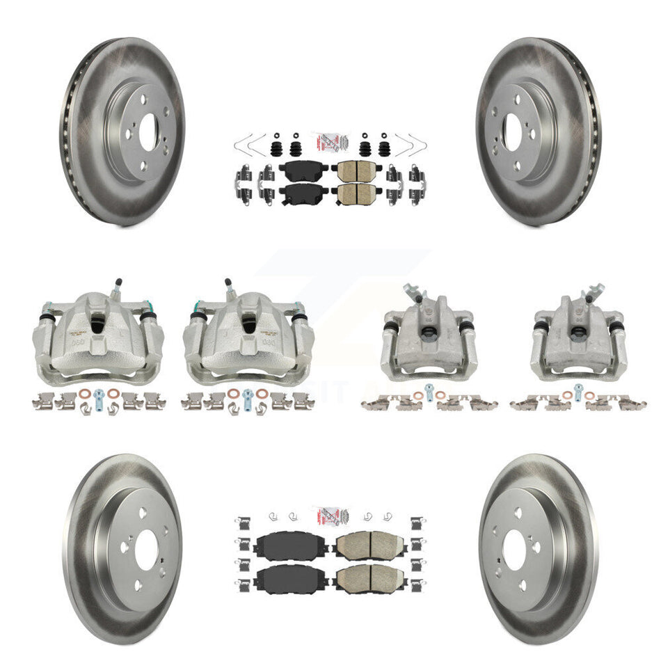 Front Rear Brake Caliper Coat Rotor And Ceramic Pad Kit (10Pc) For Toyota Corolla Matrix KCG-102124N