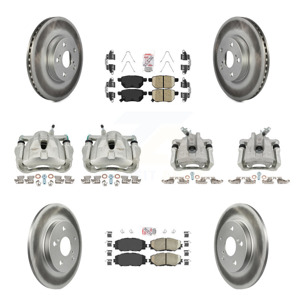 Front Rear Disc Brake Caliper Coated Rotors And Ceramic Pad Kit (10Pc) For Toyota Matrix KCG-102126N