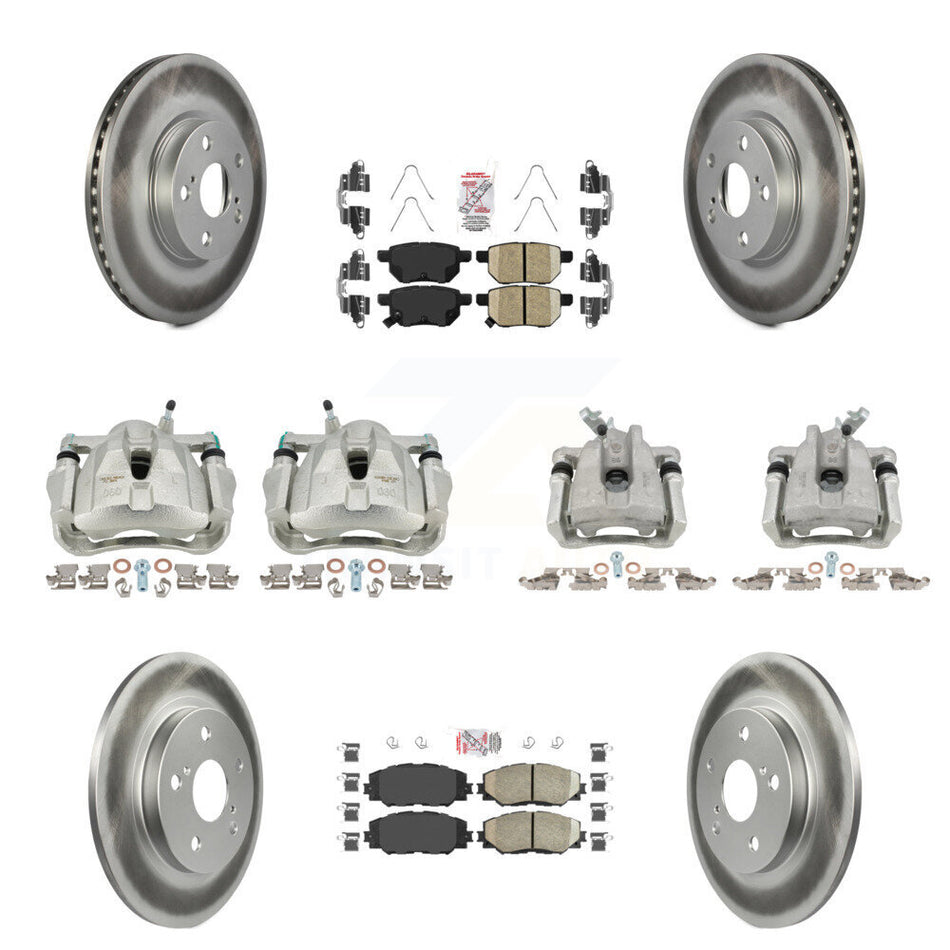Front Rear Disc Brake Caliper Coated Rotors And Ceramic Pad Kit (10Pc) For Toyota Matrix KCG-102126N