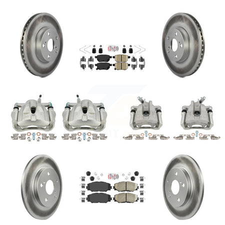Front Rear Disc Brake Caliper Coated Rotors And Ceramic Pad Kit (10Pc) For Toyota Matrix KCG-102127N