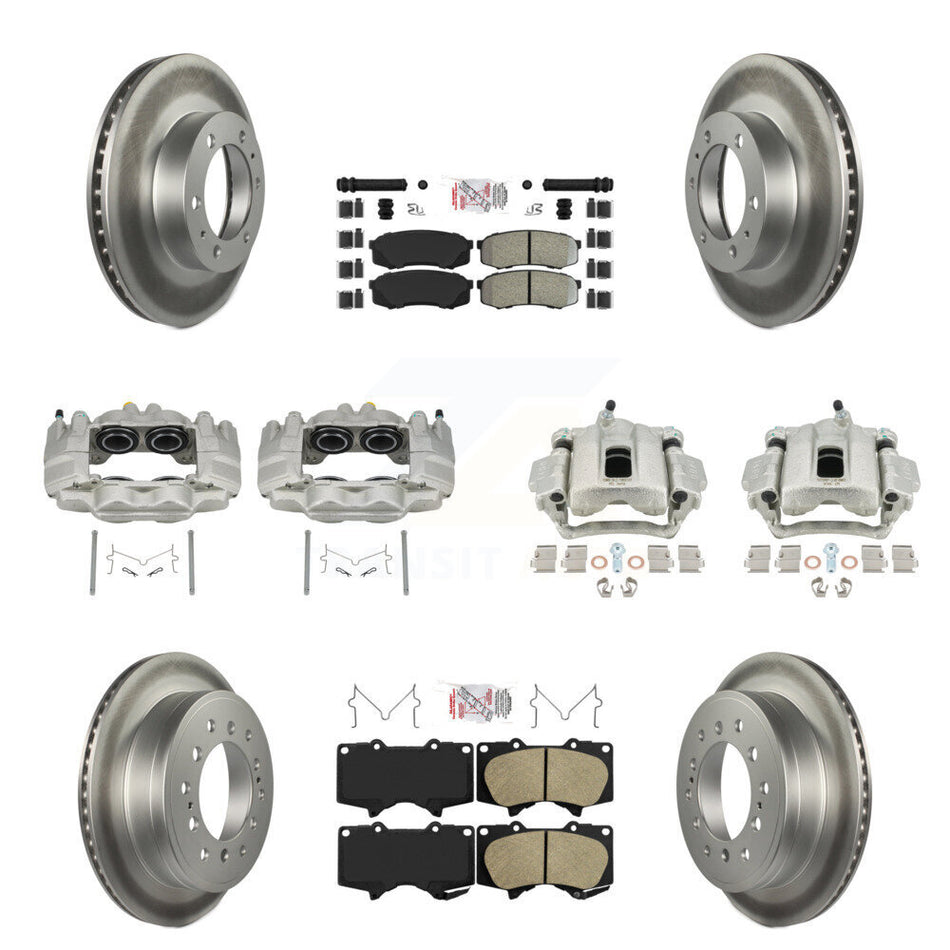 Front Rear Brake Caliper Coat Rotor And Ameribrakes Pad Kit (10Pc) For Toyota FJ Cruiser KCG-102133N