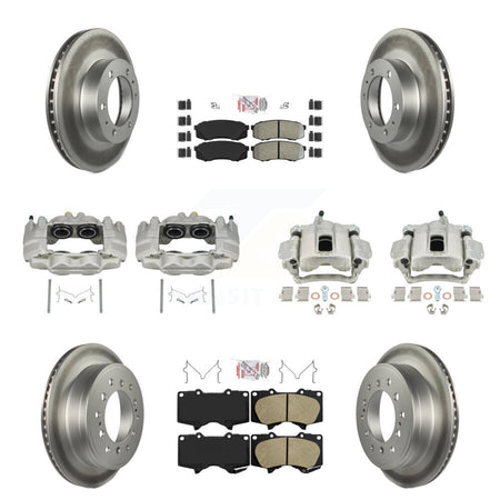 Front Rear Brake Caliper Coat Rotor And Ameribrakes Pad Kit (10Pc) For Toyota FJ Cruiser KCG-102135N