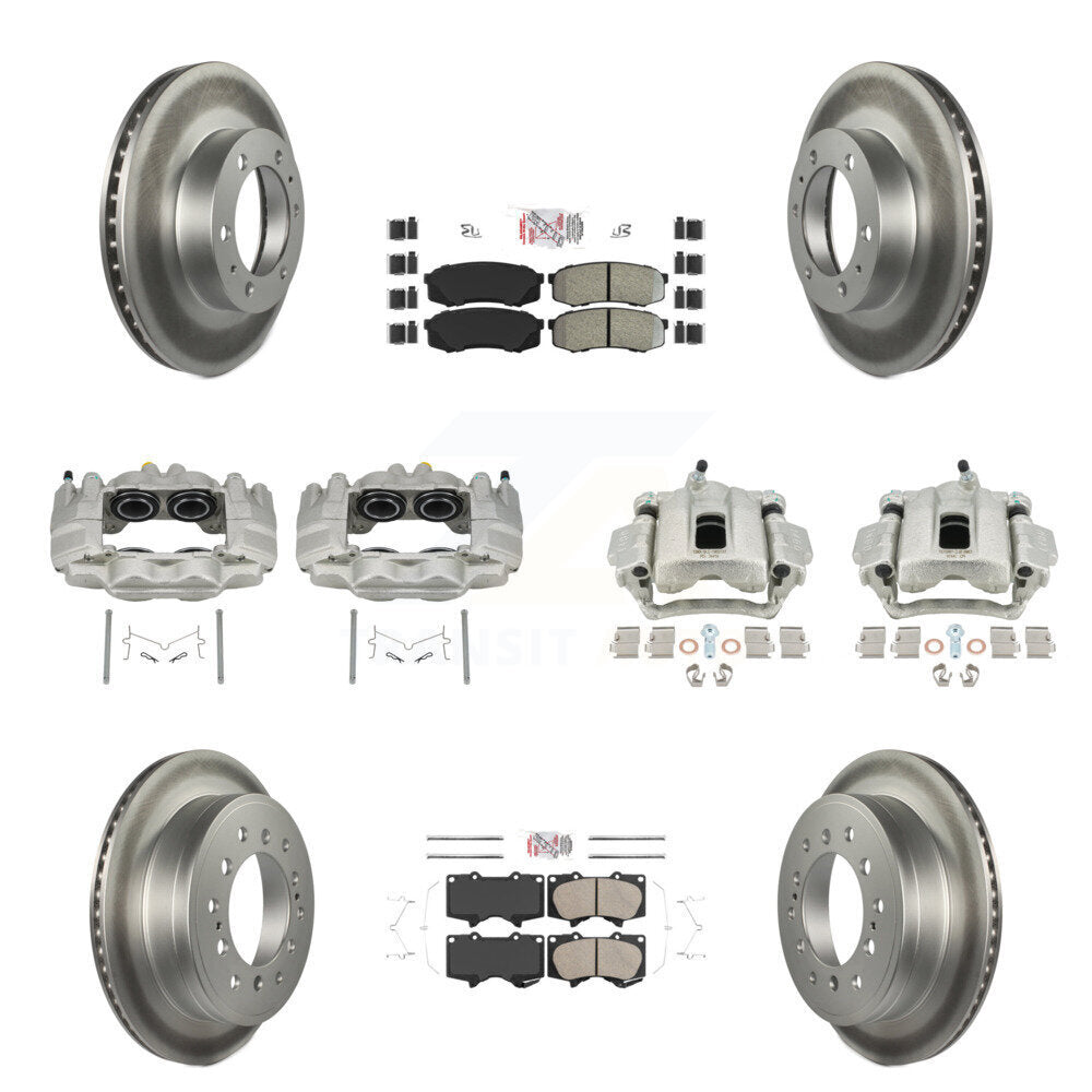 Front Rear Brake Caliper Coat Rotor And Ameribrakes Pad Kit (10Pc) For Toyota FJ Cruiser KCG-102136N