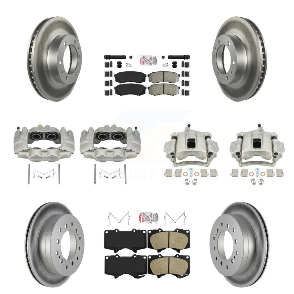 Front Rear Brake Caliper Coat Rotor And Ameribrakes Pad Kit (10Pc) For Toyota FJ Cruiser KCG-102137N