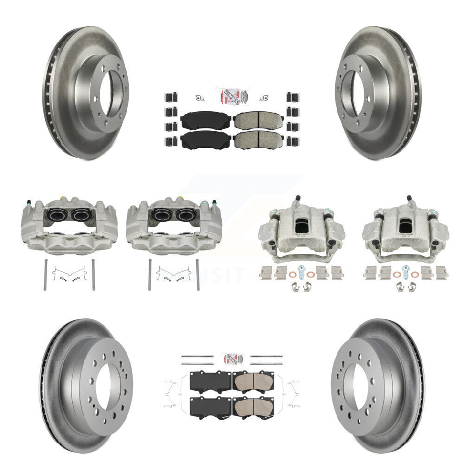 Front Rear Brake Caliper Coat Rotor And Ameribrakes Pad Kit (10Pc) For Toyota FJ Cruiser KCG-102140N